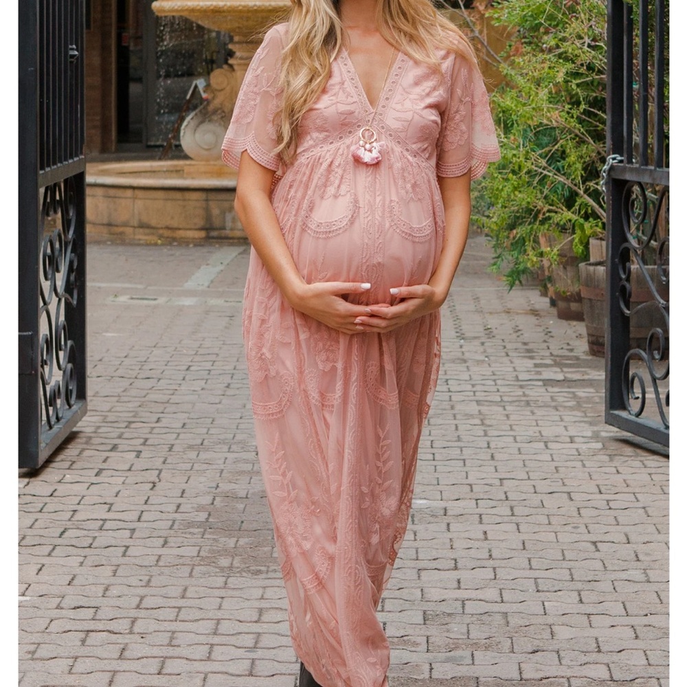 Elegant Pink Maternity Dress